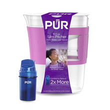 PUR Water Filter 8 Cup Slim Design Compact Water Pitcher Dispenser with 1 Fast Water Filter Violet
