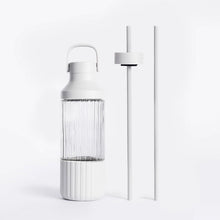 Beast Health Dual Cap Glass Hydration Bottle 25oz Cloud White