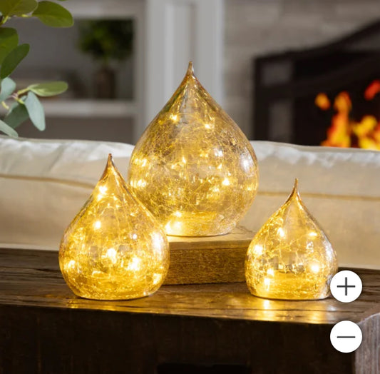 LED Glass Raindrops, set of 3 - retail $30