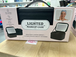 Lighted Train Case Black or Green with LED Mirror