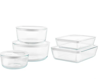 Pyrex 10-piece Ultimate Glass Food Storage Set- NEW - Retail $49