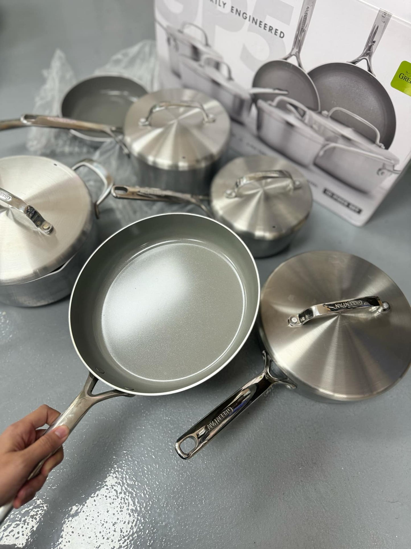 GreenPan GP5 Ceramic Non-Stick Stainless Steel 10-piece Cookware Set- $400